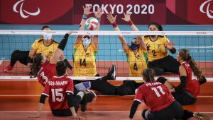 Seleção de Vôlei sentado conquista a medalha de bronze na Paraolímpiadas de Tokyo 2020 conta a Seleção do Canada. Foto:Rogério Capela/CPB